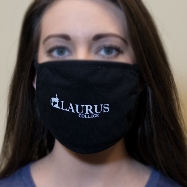 Woman Wearing Laurus College Face Mask