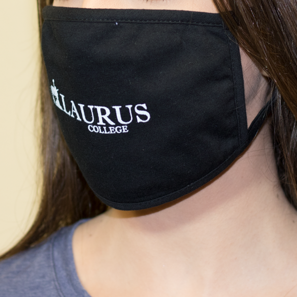 Woman Wearing Laurus College Face Mask